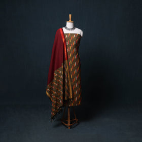 Pochampally Ikat Cotton Unstitched Dress Material: Kurta, Bottom with Dupatta  28