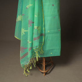 Jamdani Pure Handloom Muslin Unstitched Dress Material: Kurta with Dupatta 17