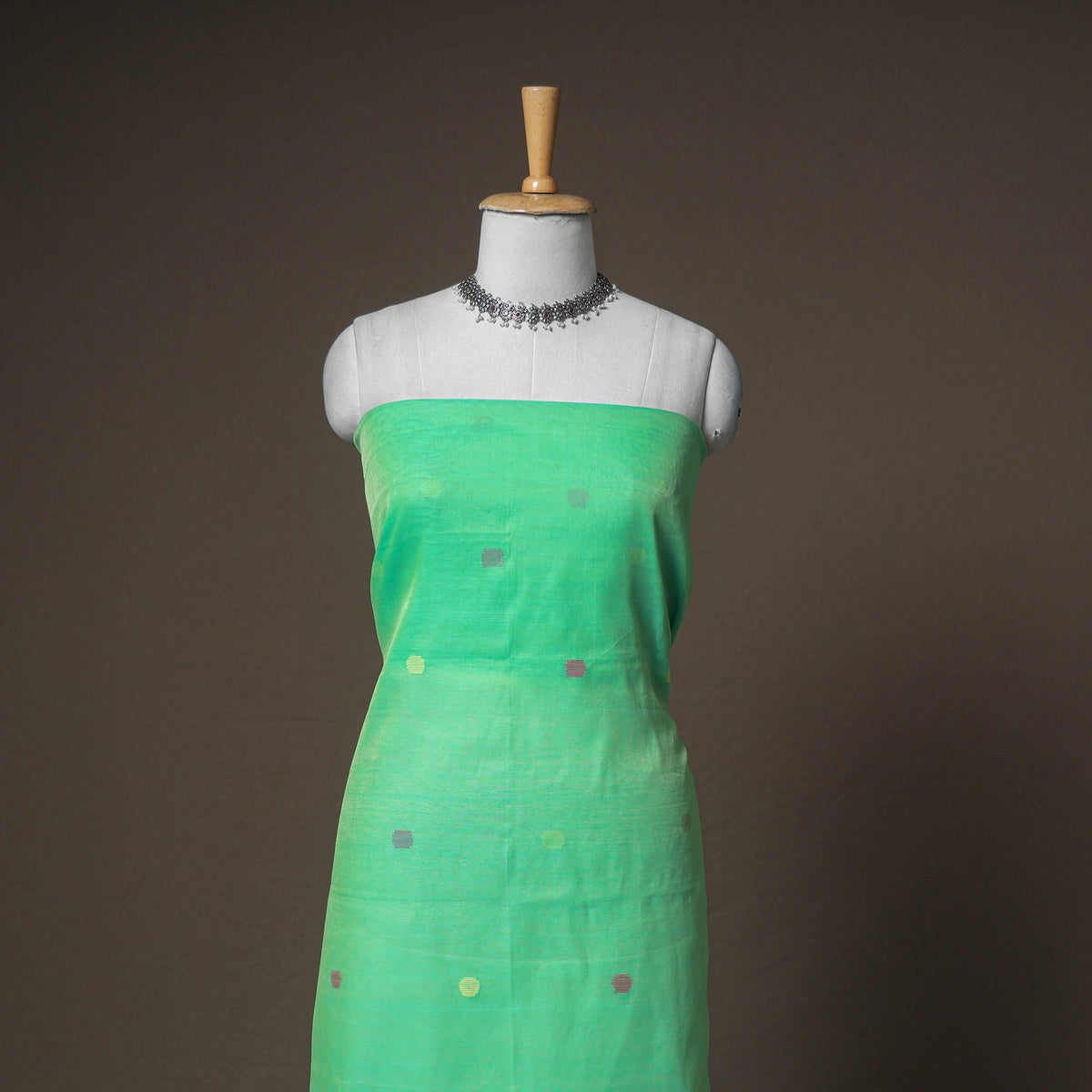 Jamdani Pure Handloom Muslin Unstitched Dress Material: Kurta with Dupatta 17