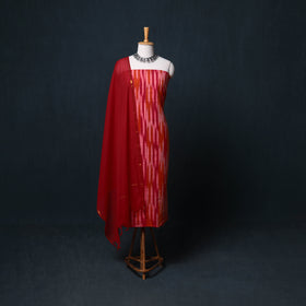 Pochampally Ikat Cotton Unstitched Dress Material: Kurta, Bottom with Dupatta  29
