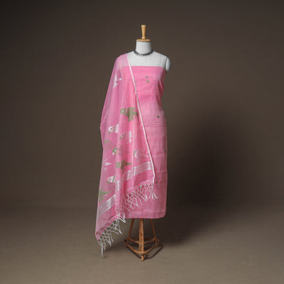 Jamdani Pure Handloom Muslin Unstitched Dress Material: Kurta with Dupatta 19