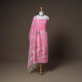 Jamdani Pure Handloom Muslin Unstitched Dress Material: Kurta with Dupatta 19