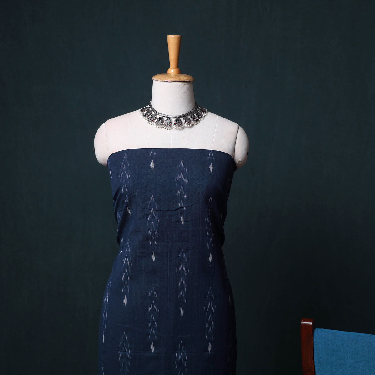 Pochampally Ikat Cotton Unstitched Dress Material: Kurta, Bottom with Dupatta  31
