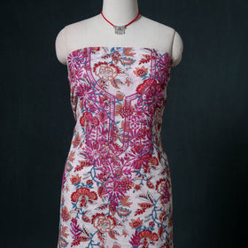 Lucknowi Chikankari Hand Work Unstitched Dress Material: Kurta & Dupatta with Jewellery 02