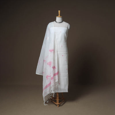 Jamdani Pure Handloom Muslin Unstitched Dress Material: Kurta with Dupatta 20