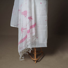 Jamdani Pure Handloom Muslin Unstitched Dress Material: Kurta with Dupatta 20