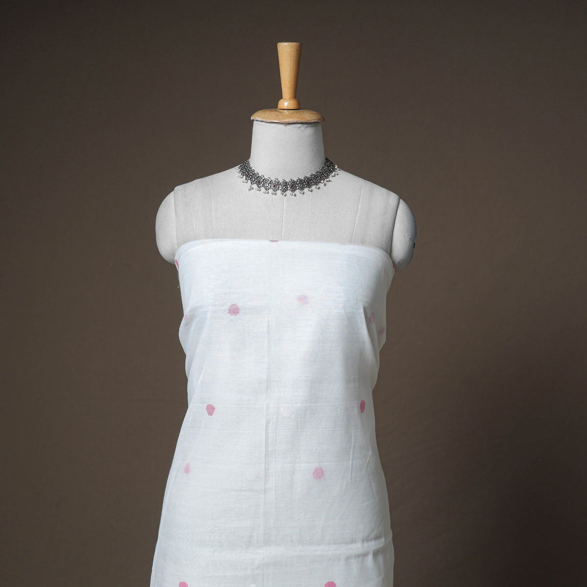 Jamdani Pure Handloom Muslin Unstitched Dress Material: Kurta with Dupatta 20