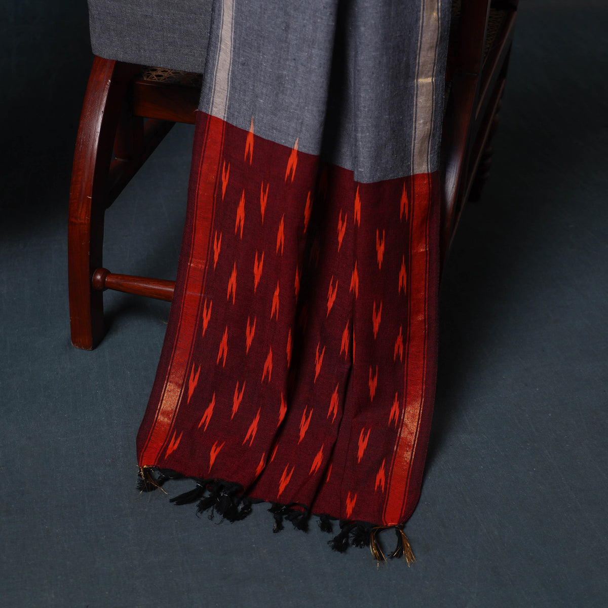 Pochampally Ikat Cotton Unstitched Dress Material: Kurta, Bottom with Dupatta  32