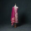 Lucknowi Chikankari Hand Work Unstitched Dress Material: Kurta & Dupatta with Jewellery 03