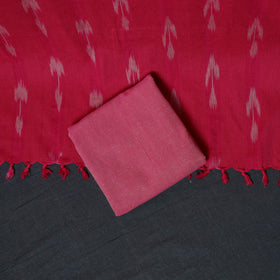 Pochampally Ikat Cotton Unstitched Dress Material: Kurta, Bottom with Dupatta  33