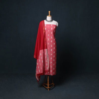 Pochampally Ikat Cotton Unstitched Dress Material: Kurta, Bottom with Dupatta  34