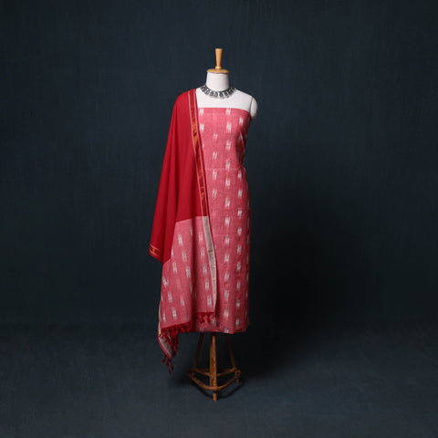 Pochampally Ikat Cotton Unstitched Dress Material: Kurta, Bottom with Dupatta  34