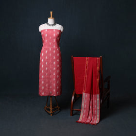 Pochampally Ikat Cotton Unstitched Dress Material: Kurta, Bottom with Dupatta  34