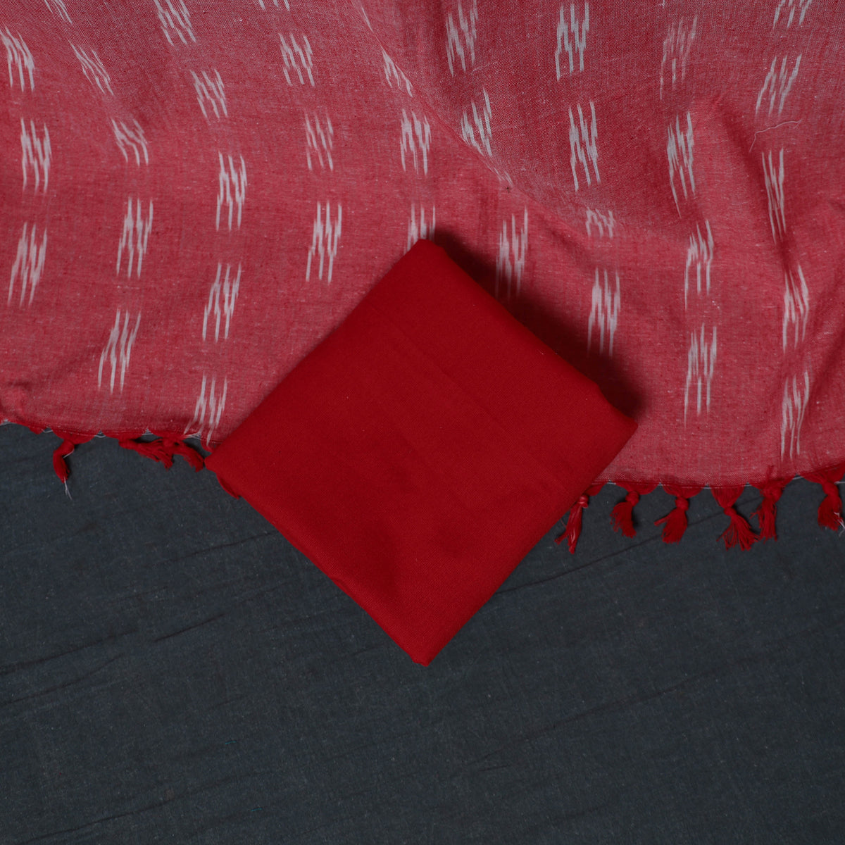 Pochampally Ikat Cotton Unstitched Dress Material: Kurta, Bottom with Dupatta  34