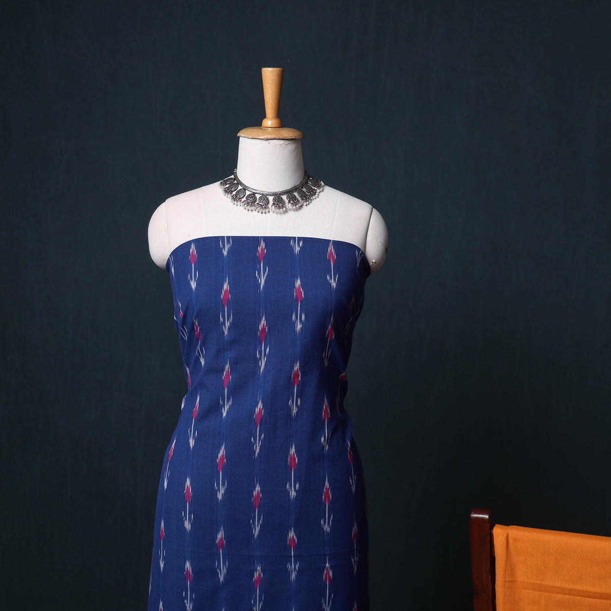 Pochampally Ikat Cotton Unstitched Dress Material: Kurta, Bottom with Dupatta  35