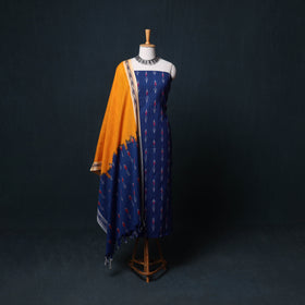 Pochampally Ikat Cotton Unstitched Dress Material: Kurta, Bottom with Dupatta  35