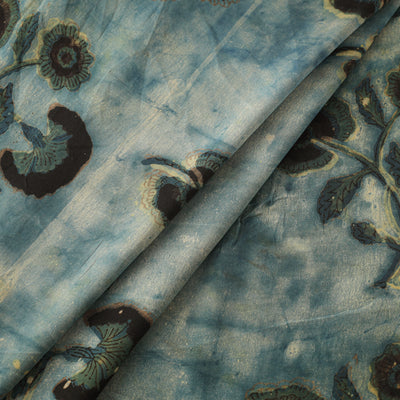 Pomegranate Peel Hand Block Print Modal Silk Fabric 02