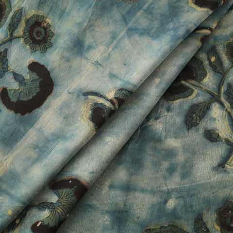 Pomegranate Peel Hand Block Print Modal Silk Fabric 02