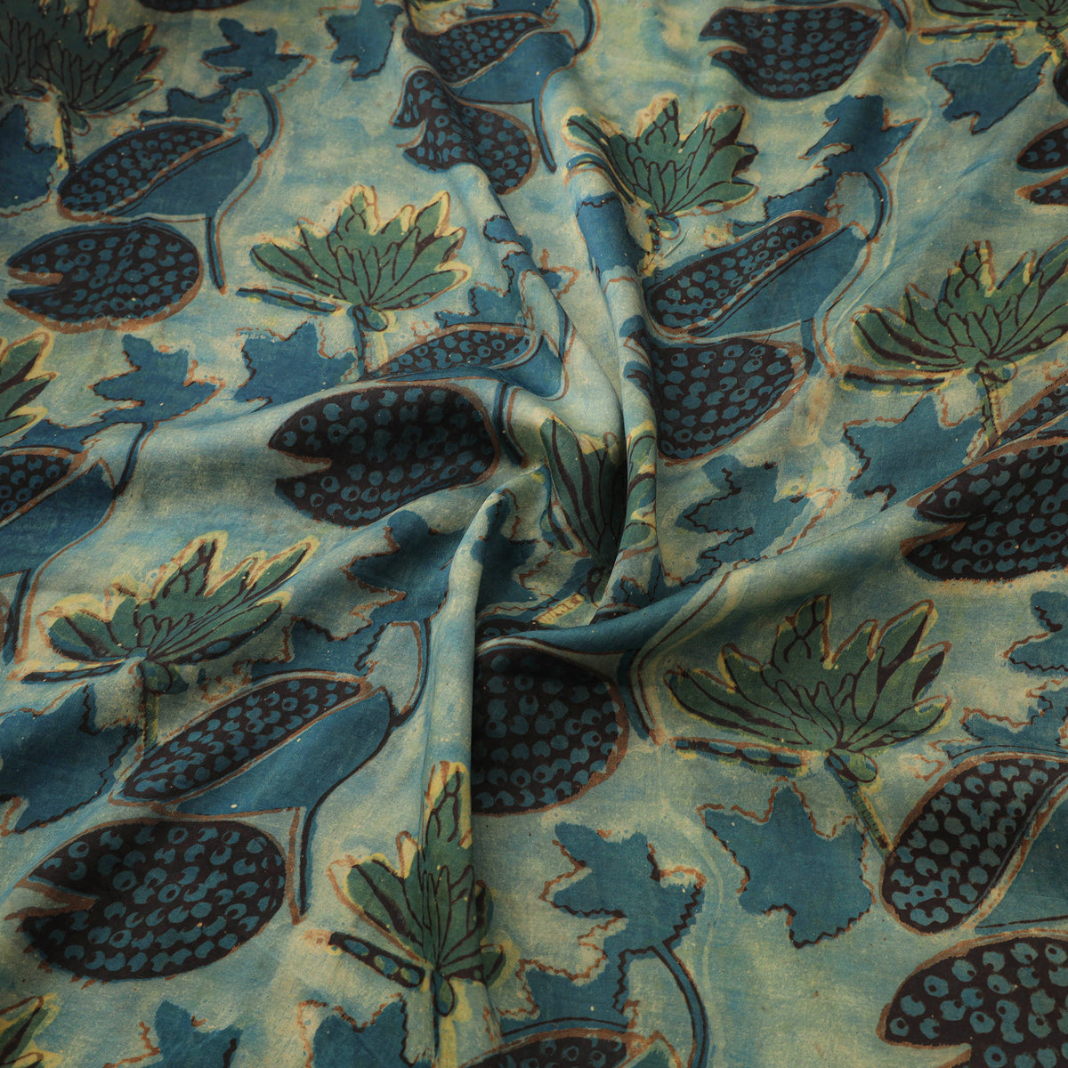 Pomegranate Peel Hand Block Print Modal Silk Fabric 03