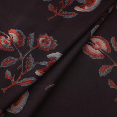 Pomegranate Peel Hand Block Print Modal Silk Fabric 04