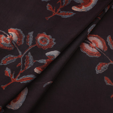 Pomegranate Peel Hand Block Print Modal Silk Fabric 04