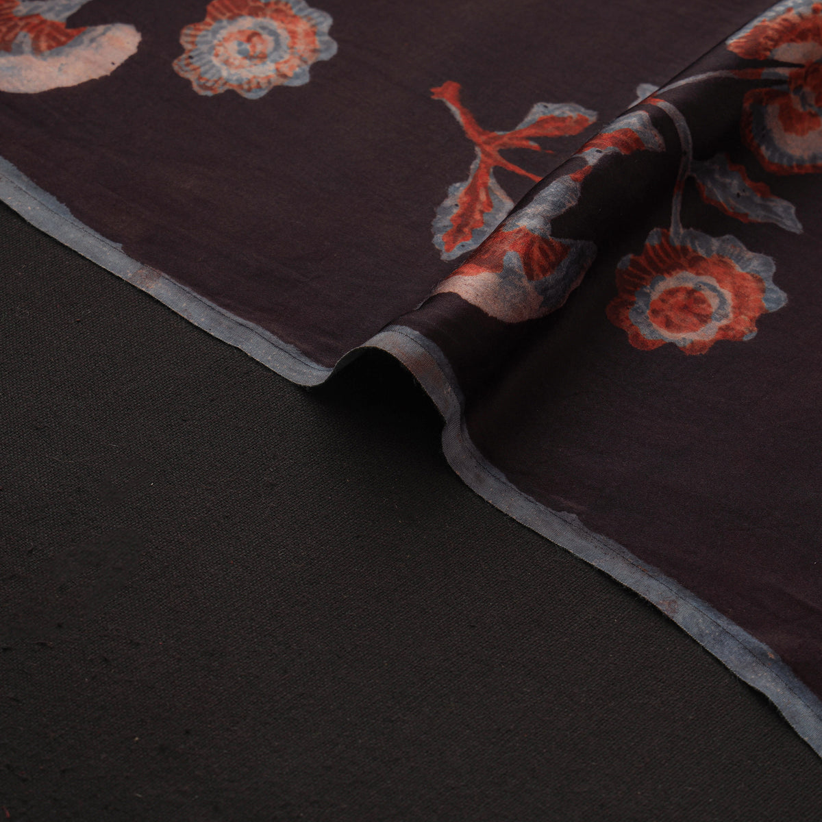 Pomegranate Peel Hand Block Print Modal Silk Fabric 04