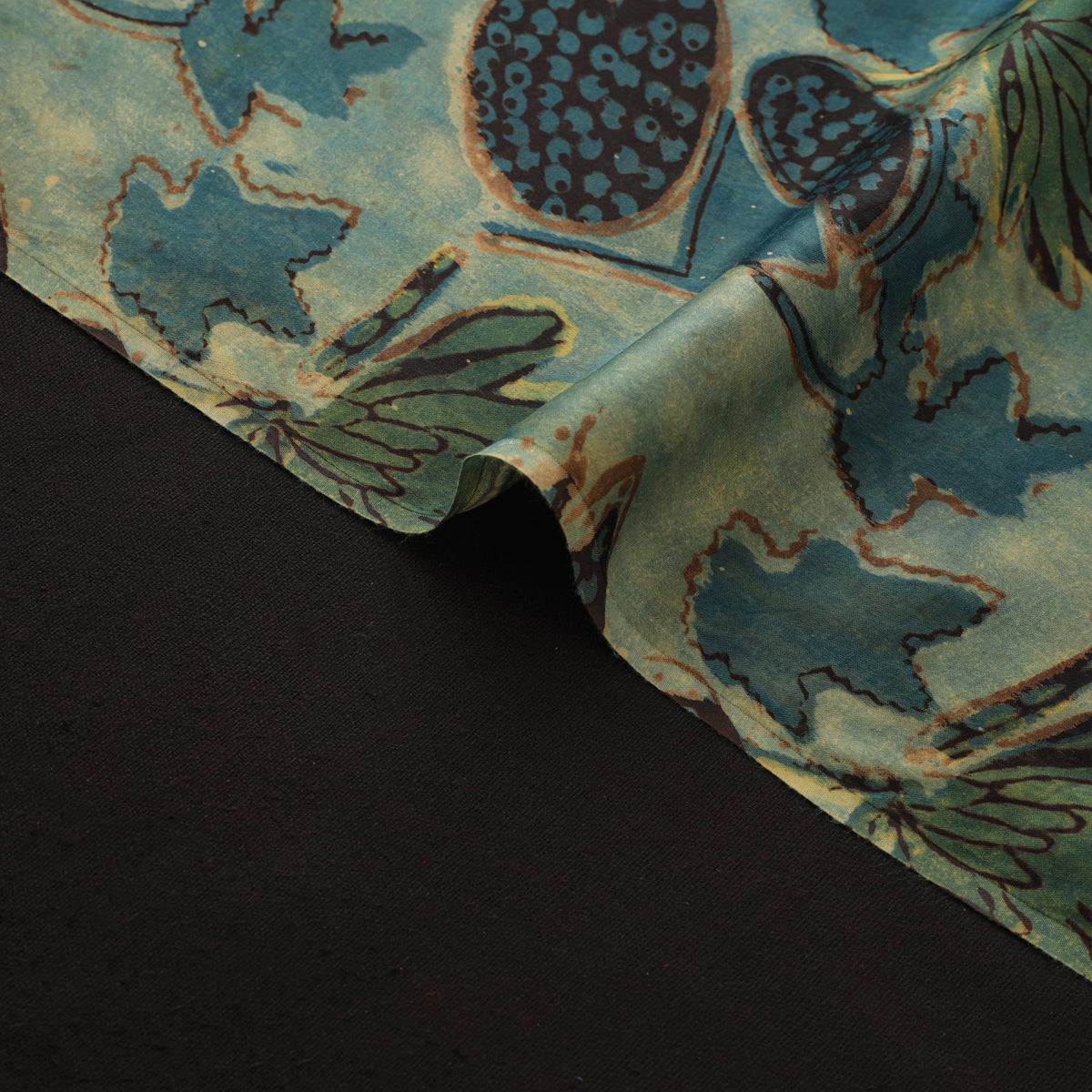 Pomegranate Peel Hand Block Print Modal Silk Fabric 03