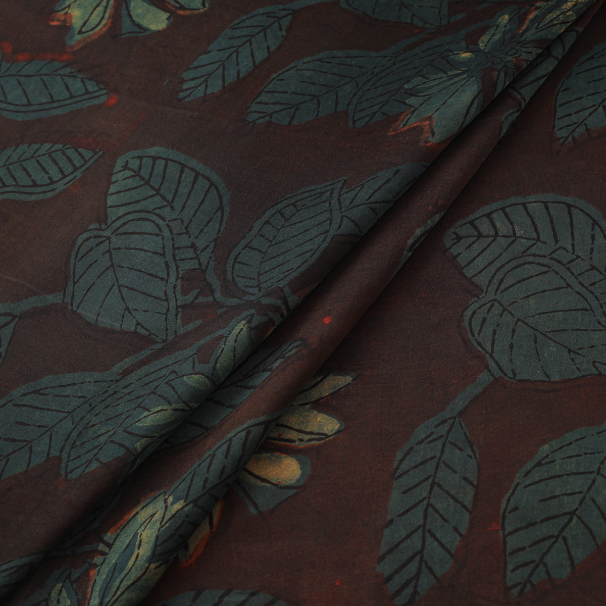 Pomegranate Peel Hand Block Print Modal Silk Fabric 05