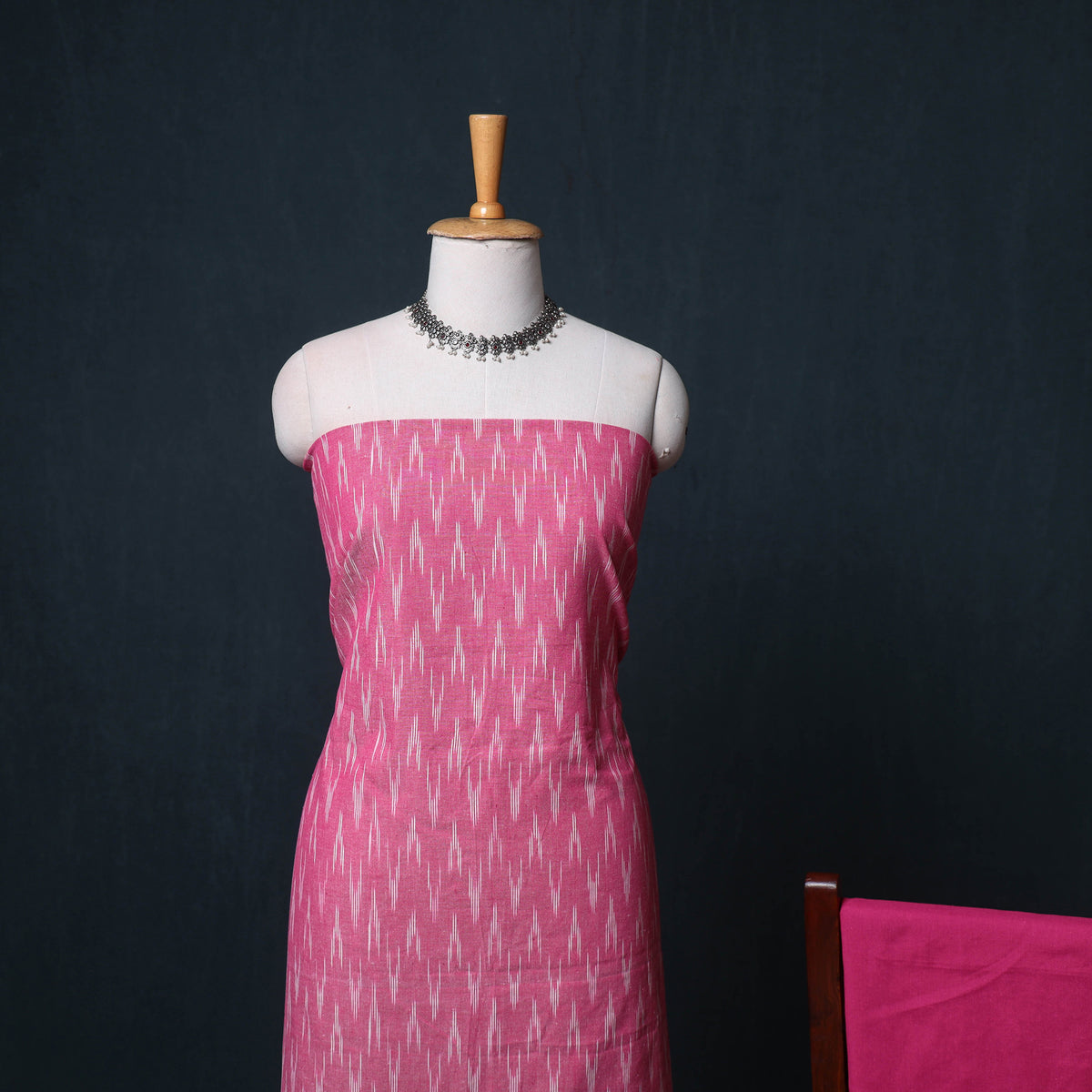Pochampally Ikat Cotton Unstitched Dress Material: Kurta, Bottom with Dupatta 01