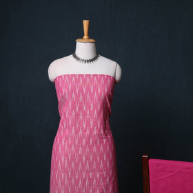 Pochampally Ikat Cotton Unstitched Dress Material: Kurta, Bottom with Dupatta 01