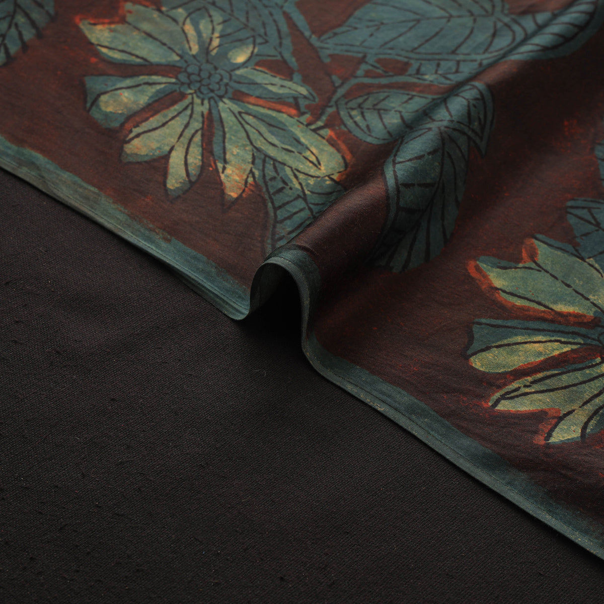 Pomegranate Peel Hand Block Print Modal Silk Fabric 05
