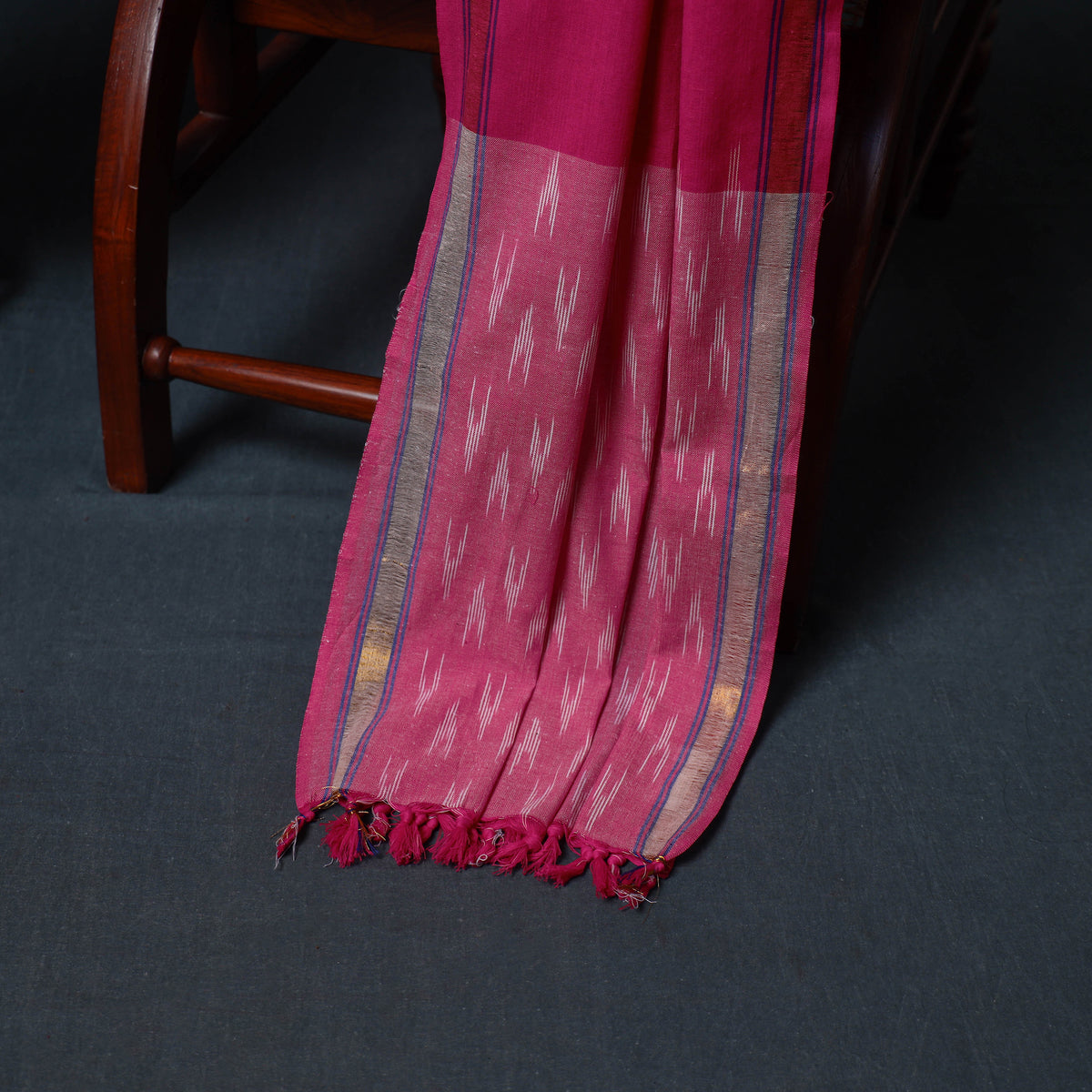Pochampally Ikat Cotton Unstitched Dress Material: Kurta, Bottom with Dupatta 01