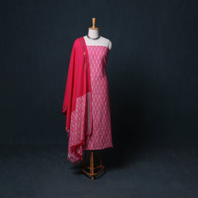 Pochampally Ikat Cotton Unstitched Dress Material: Kurta, Bottom with Dupatta 01