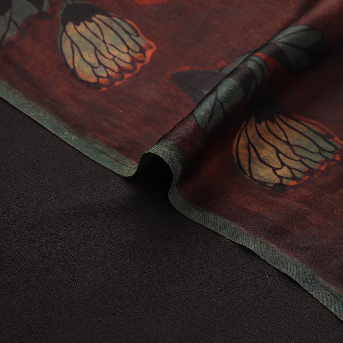 Pomegranate Peel Hand Block Print Modal Silk Fabric 07