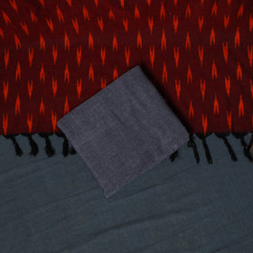 Pochampally Ikat Cotton Unstitched Dress Material: Kurta, Bottom with Dupatta 02