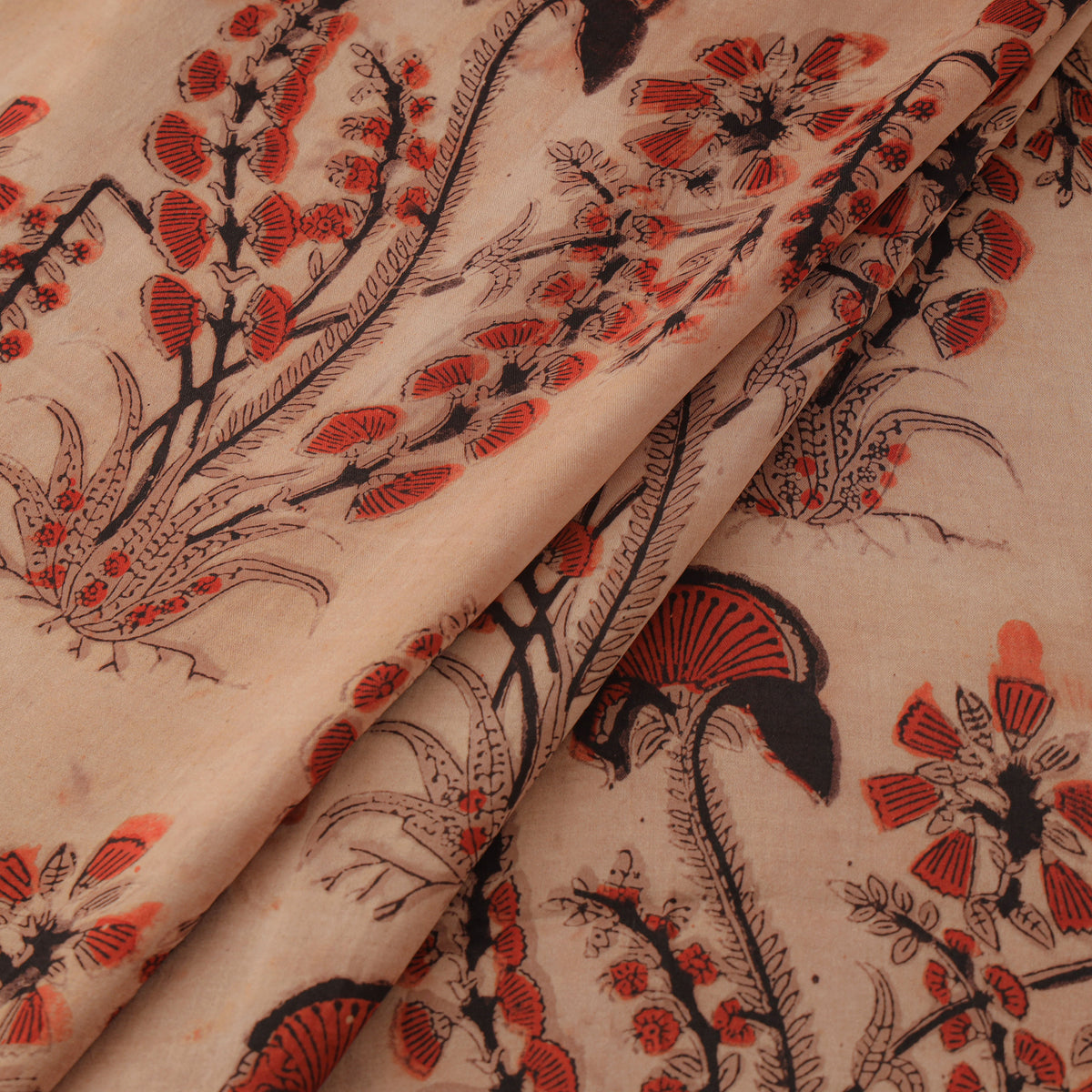 Pomegranate Peel Hand Block Print Modal Silk Fabric 08