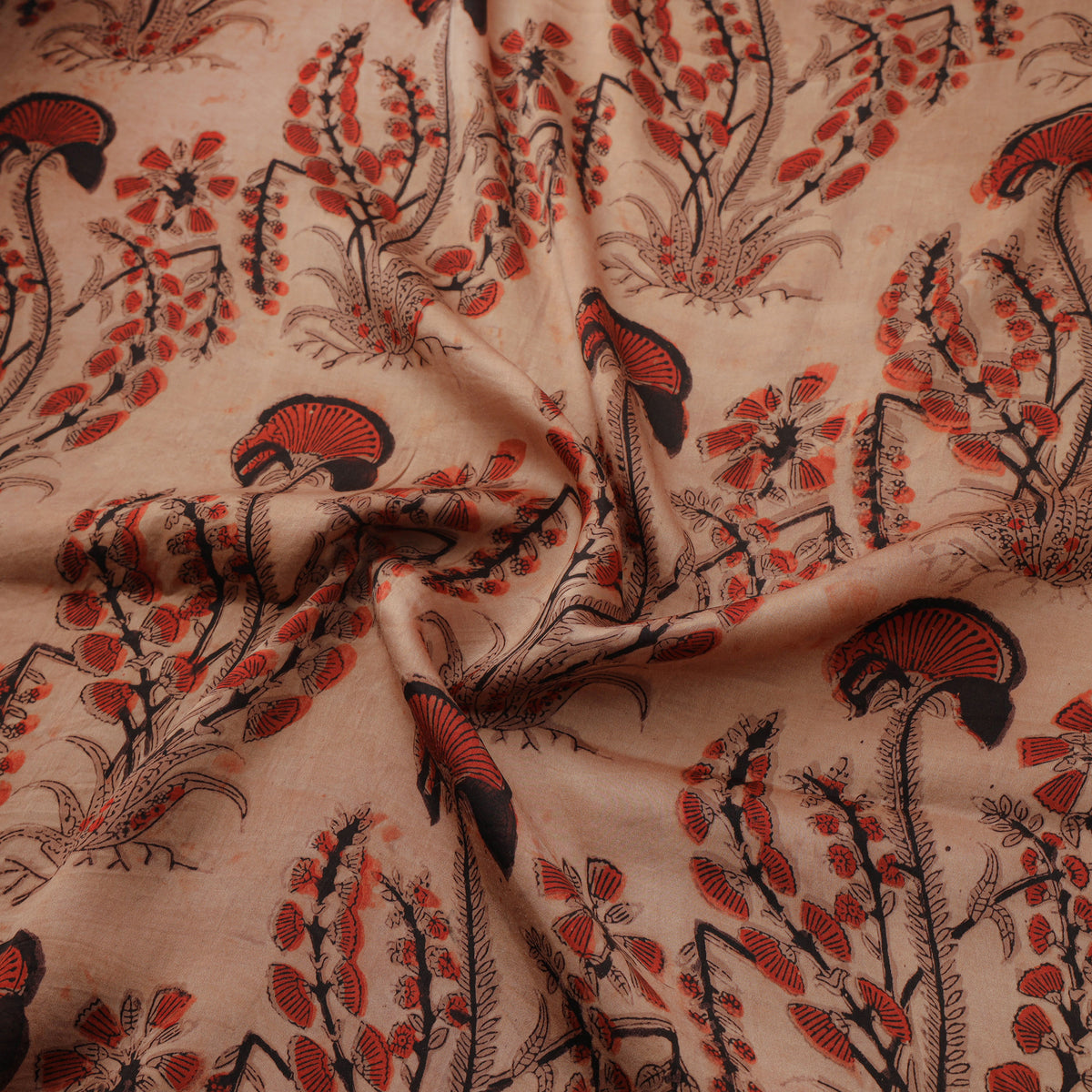 Pomegranate Peel Hand Block Print Modal Silk Fabric 08