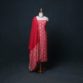 Pochampally Ikat Cotton Unstitched Dress Material: Kurta, Bottom with Dupatta 04