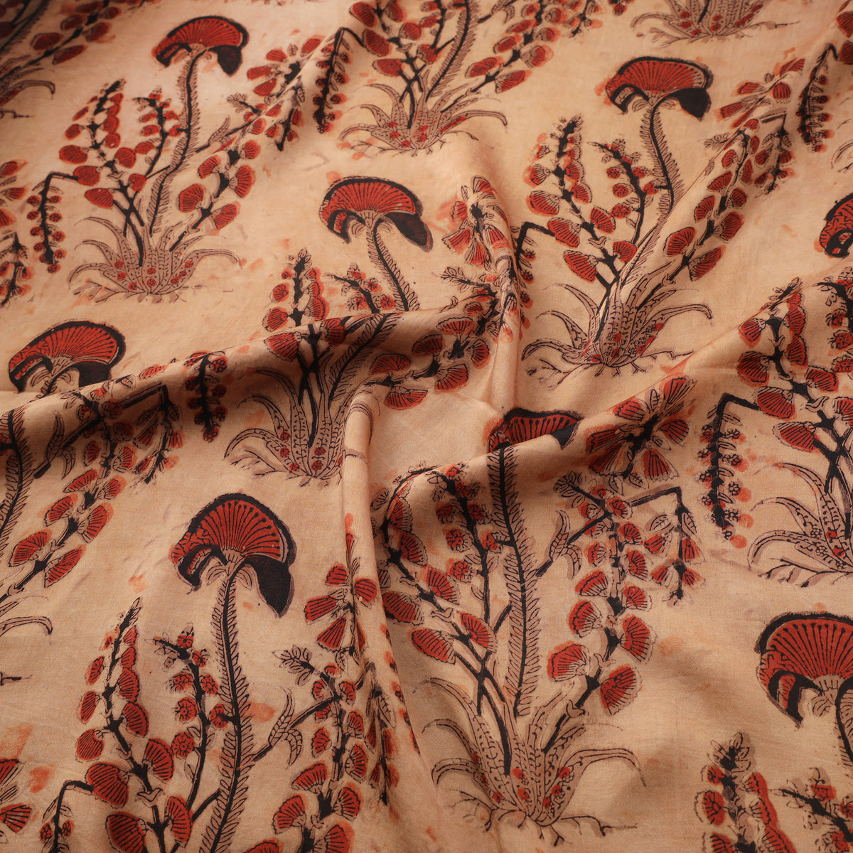 Pomegranate Peel Hand Block Print Modal Silk Fabric 09