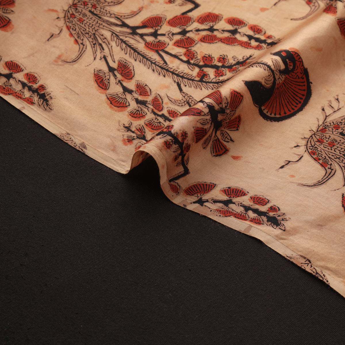 Pomegranate Peel Hand Block Print Modal Silk Fabric 09