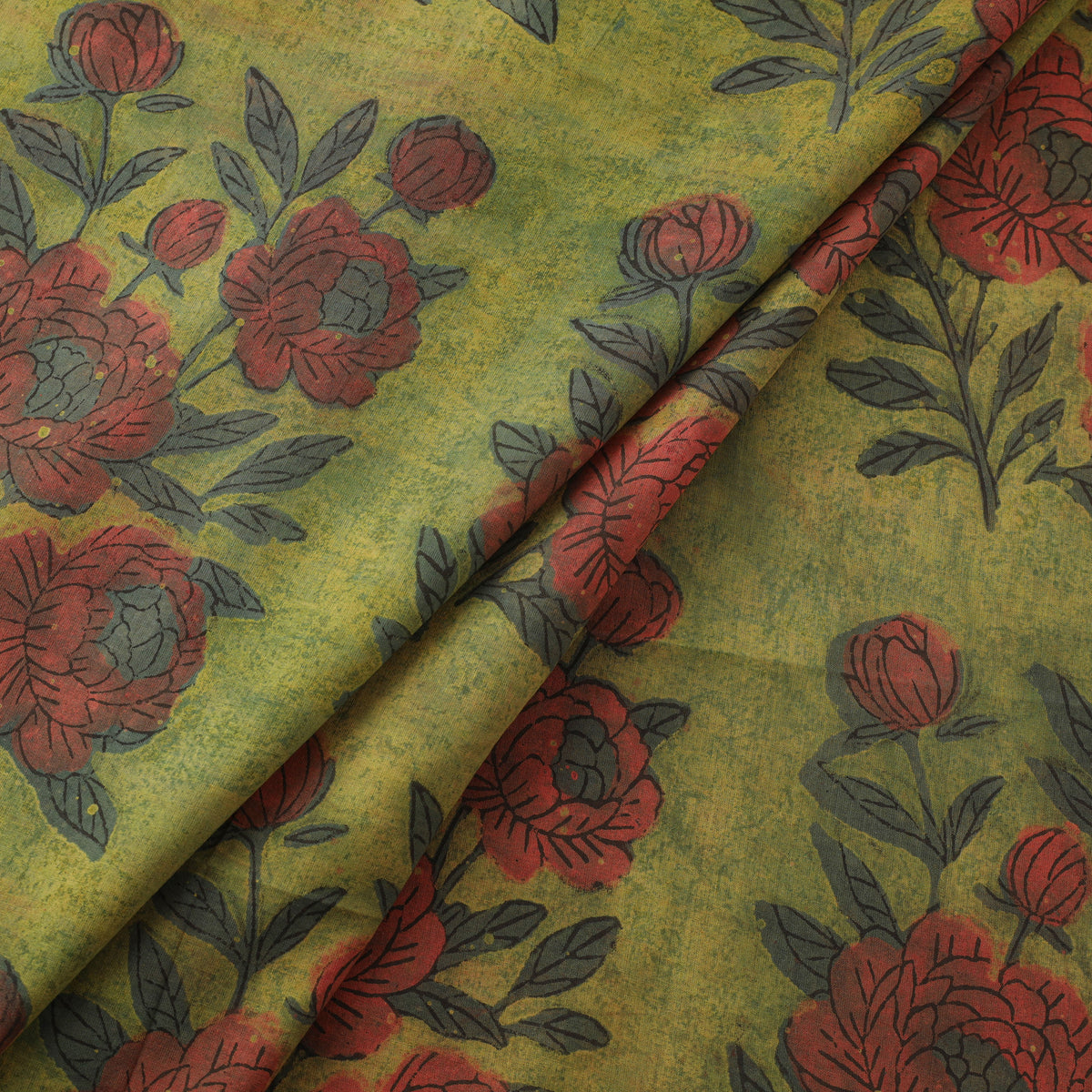 Pomegranate Peel Hand Block Print Cotton Fabric 01