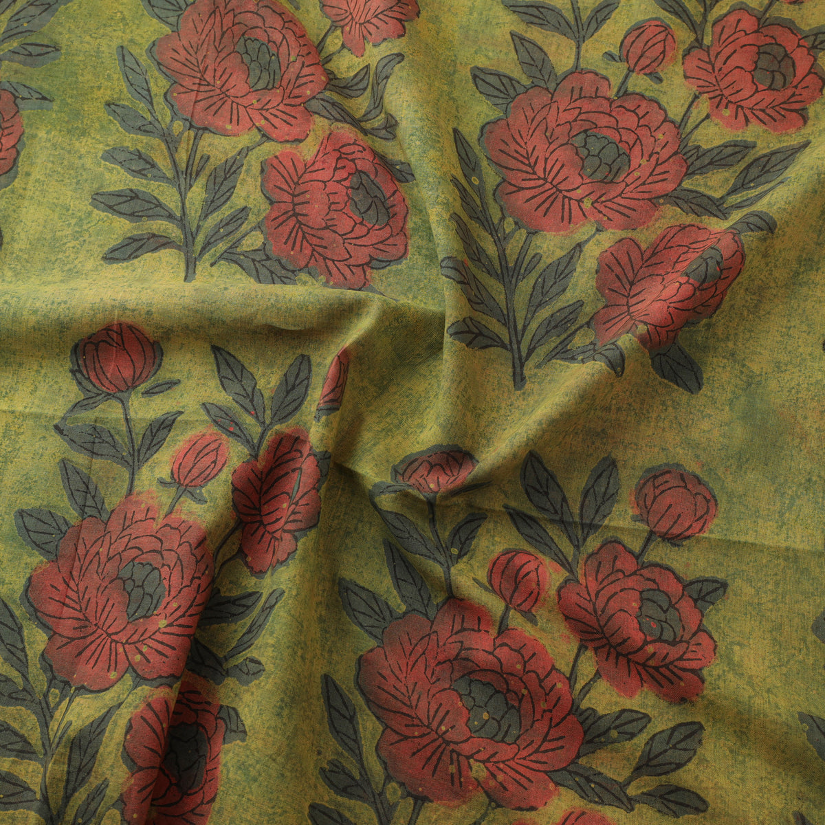 Pomegranate Peel Hand Block Print Cotton Fabric 01