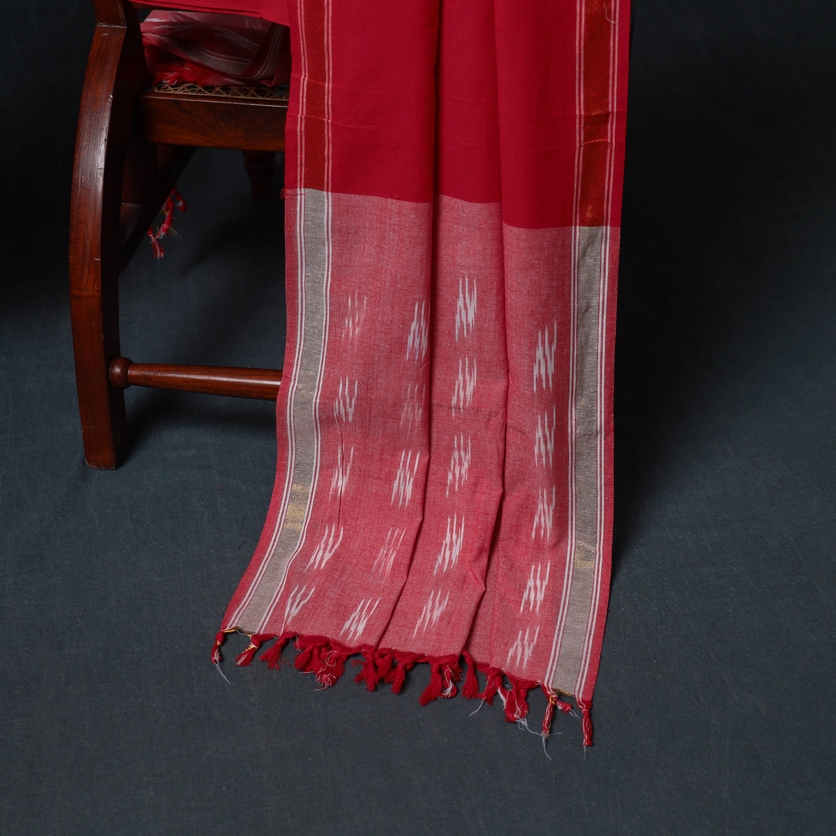 Pochampally Ikat Cotton Unstitched Dress Material: Kurta, Bottom with Dupatta 04