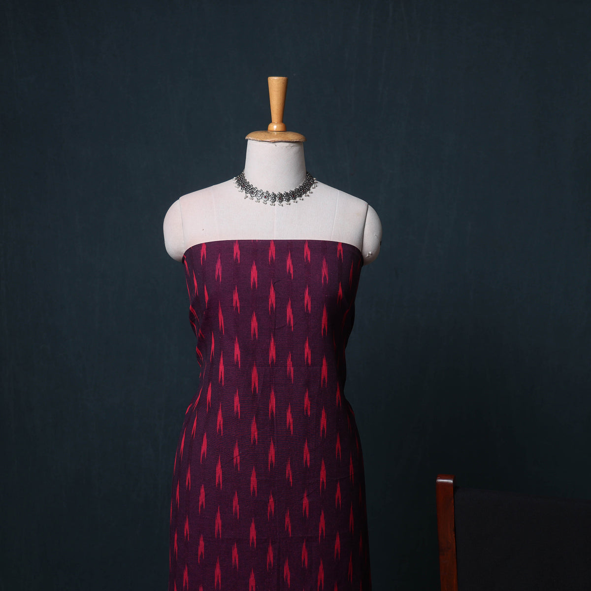 Pochampally Ikat Cotton Unstitched Dress Material: Kurta, Bottom with Dupatta 05