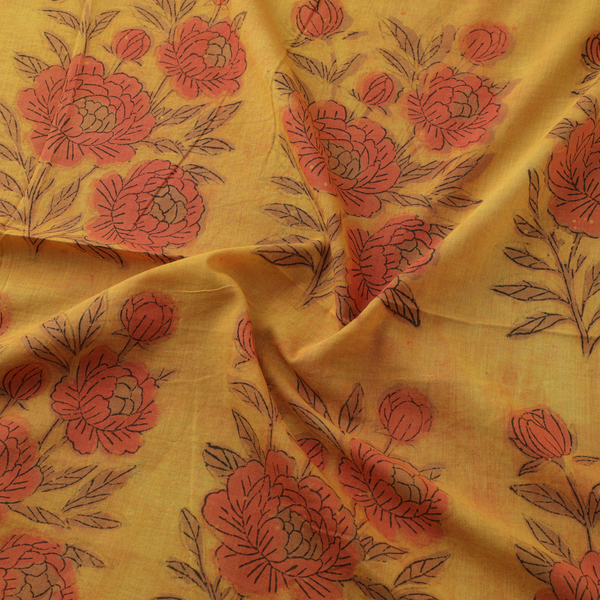 Pomegranate Peel Hand Block Print Cotton Fabric 02