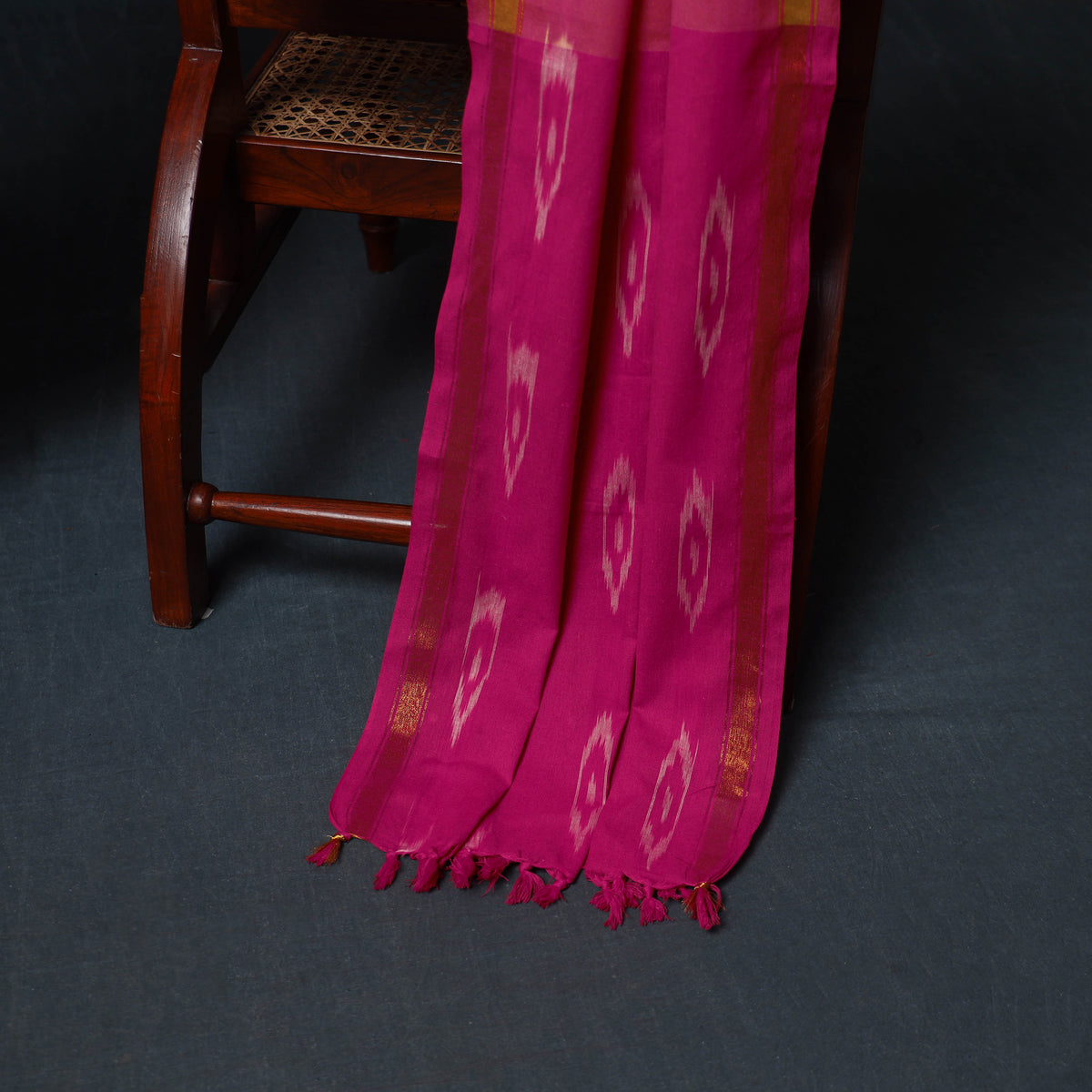 Pochampally Ikat Cotton Unstitched Dress Material: Kurta, Bottom with Dupatta 06