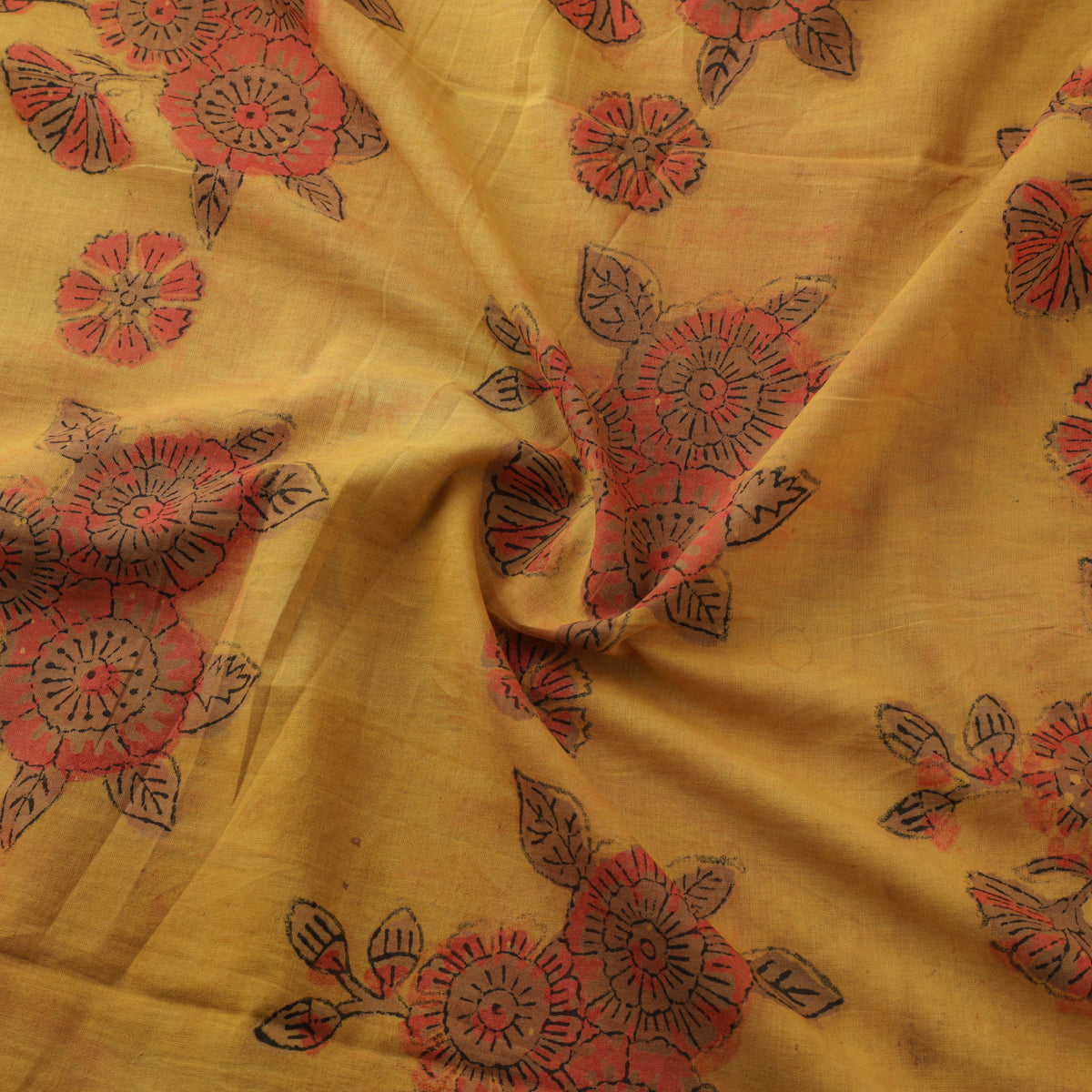 Pomegranate Peel Hand Block Print Cotton Fabric 06