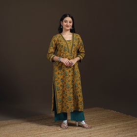 Ajrakh Hand Block Print Natural Dyed Cotton Straight Long Kurta for women 26