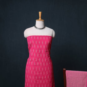 Pochampally Ikat Cotton Unstitched Dress Material: Kurta, Bottom with Dupatta 07
