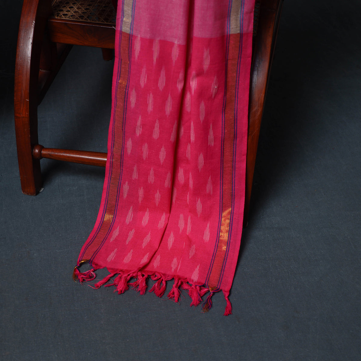 Pochampally Ikat Cotton Unstitched Dress Material: Kurta, Bottom with Dupatta 07